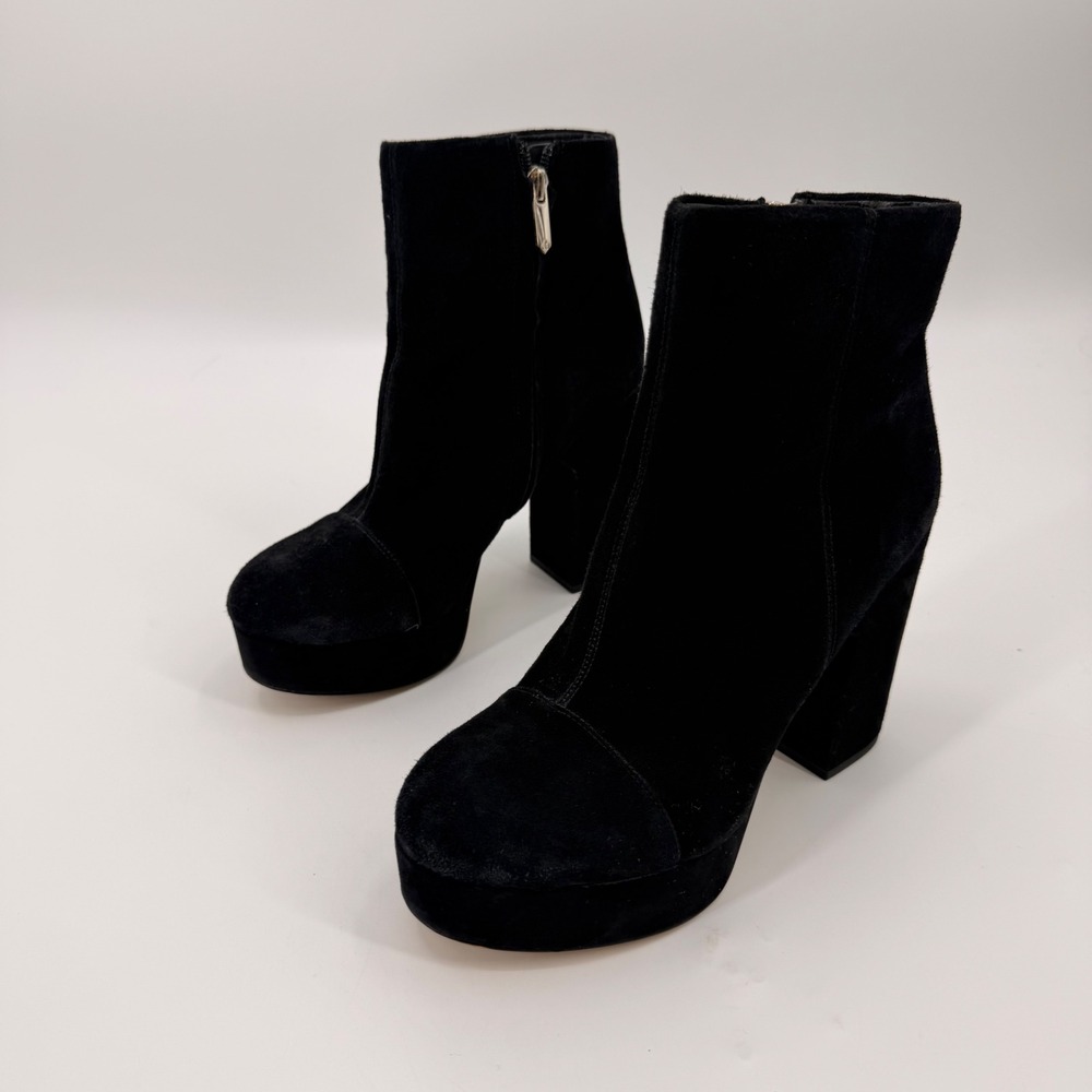 Sam Edelman Azra Black Suede Platform Block Heel Ankle Boots Womens 7M 37